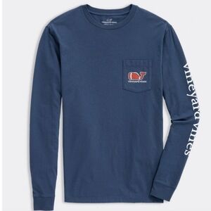 Vineyard Vines Football Whale Long Sleeve Pocket T-shirt Large